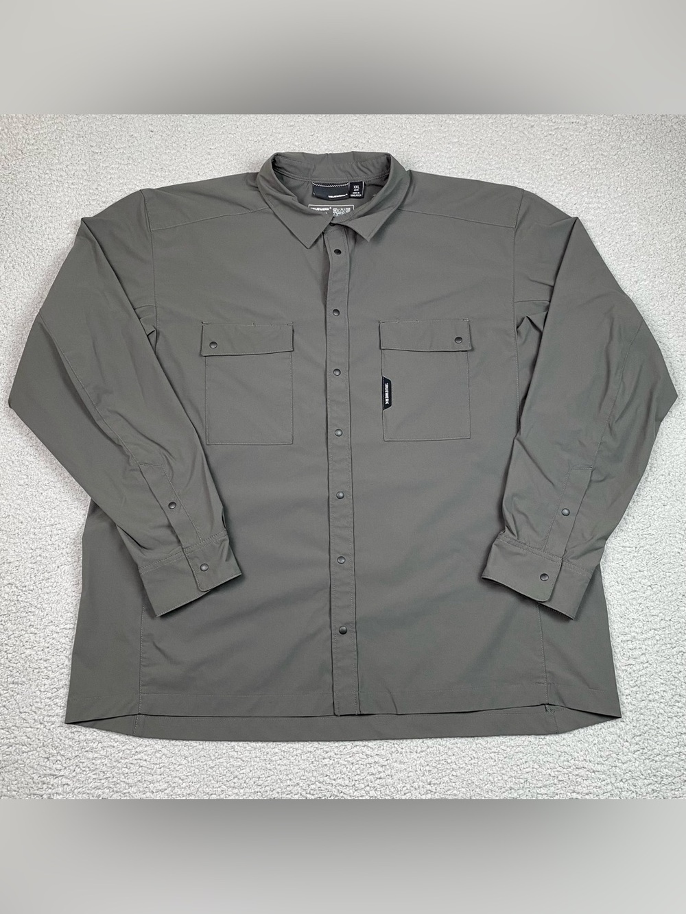 TRUEWERK Cloud Shirt Men's Size XXL Gray Long Sleeve Snap Up Lightweight EUC
